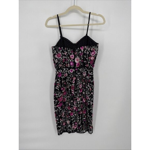 MAC DUGGAL Size 4 Slim Strap Bustier Top Floral Beaded Mini Cocktail Dress New - Picture 5 of 8